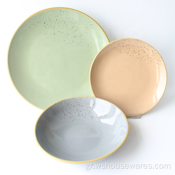 12pcs Hot Selling Πολυτελές χρώμα Glaze Stoneware σερβίτσιο